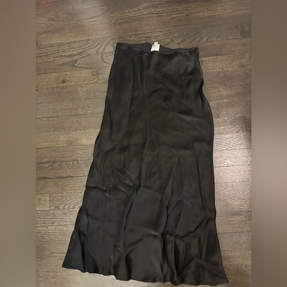Iris and Ink Brooklyn Black Satin Midi Skirt - Picture 3 of 5